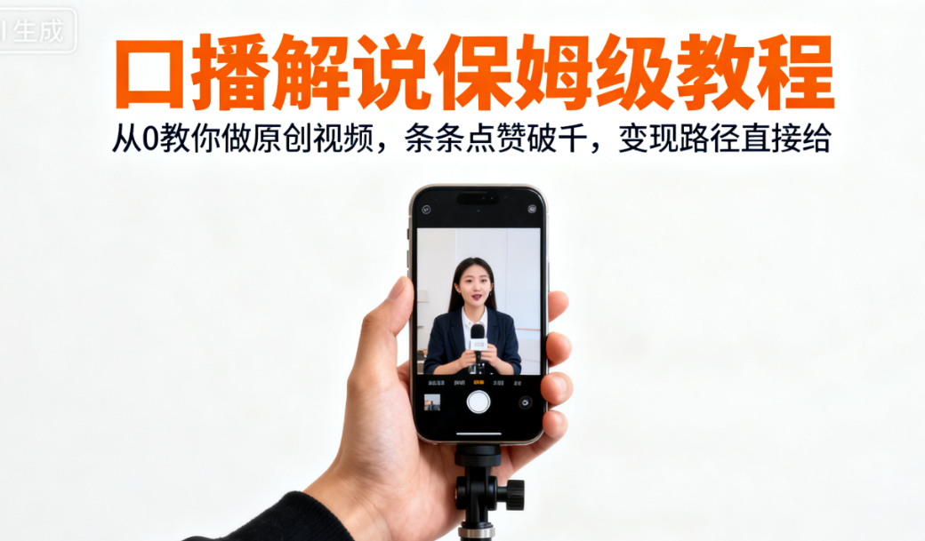 抖音赛道：口播解说，手把手教你制作原创视频，条条作品点赞过千，变现简单